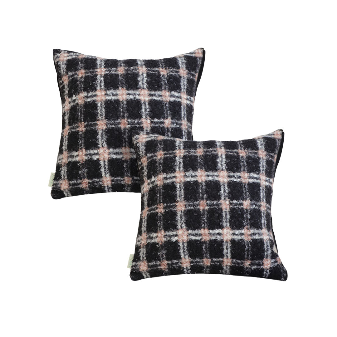 SOGA 2X 50cm Modern Plaid Pattern Blush Pink Gray Throw Pillow