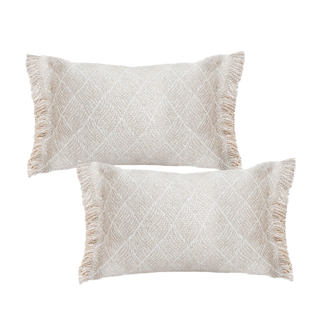 SOGA 2X 35cm Natural Woven Fringe Throw Pillows