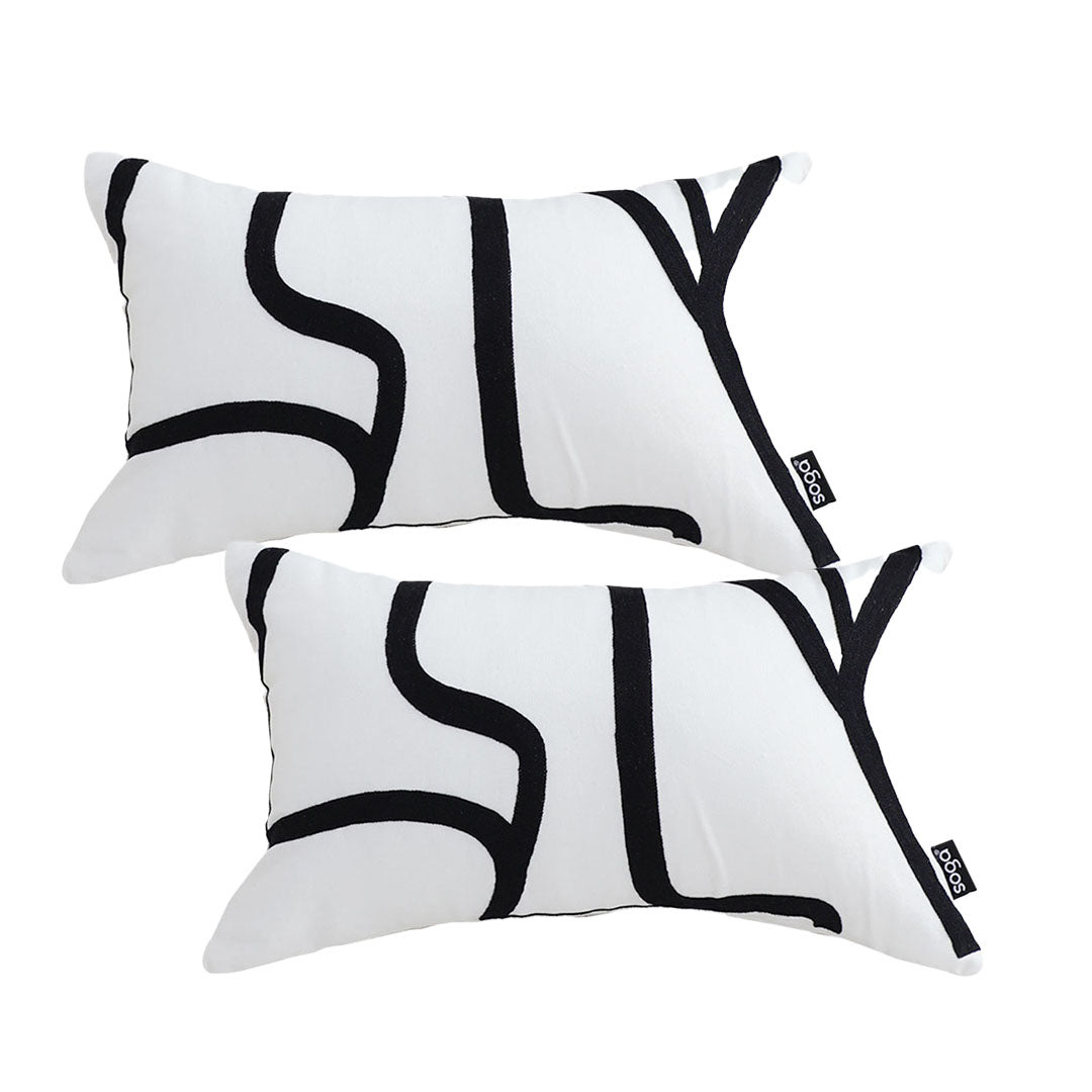 SOGA 2X 30cm Rectangular Modern Minimalist Black Letter Print Throw Pillow
