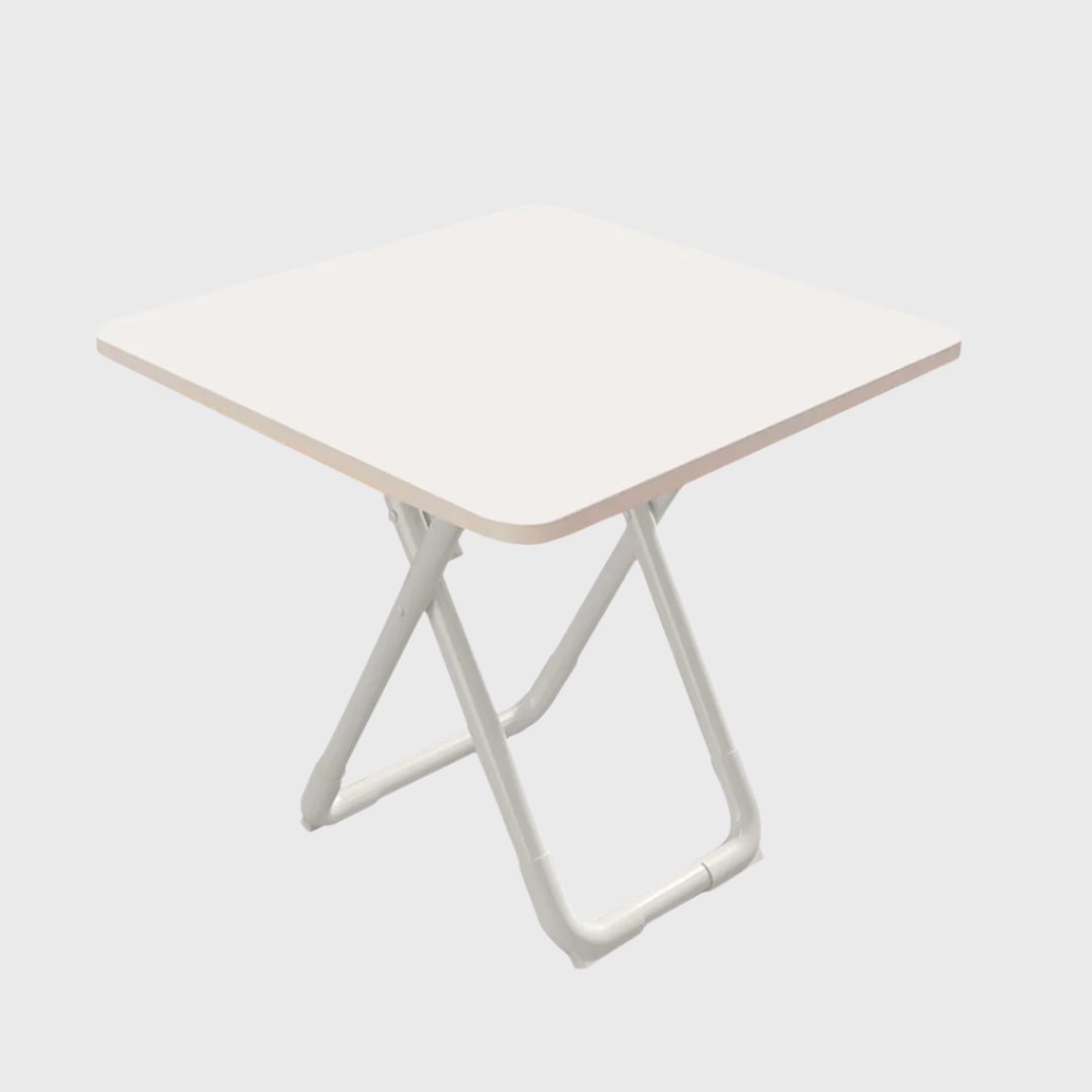 80cm White Square Table with White Legs