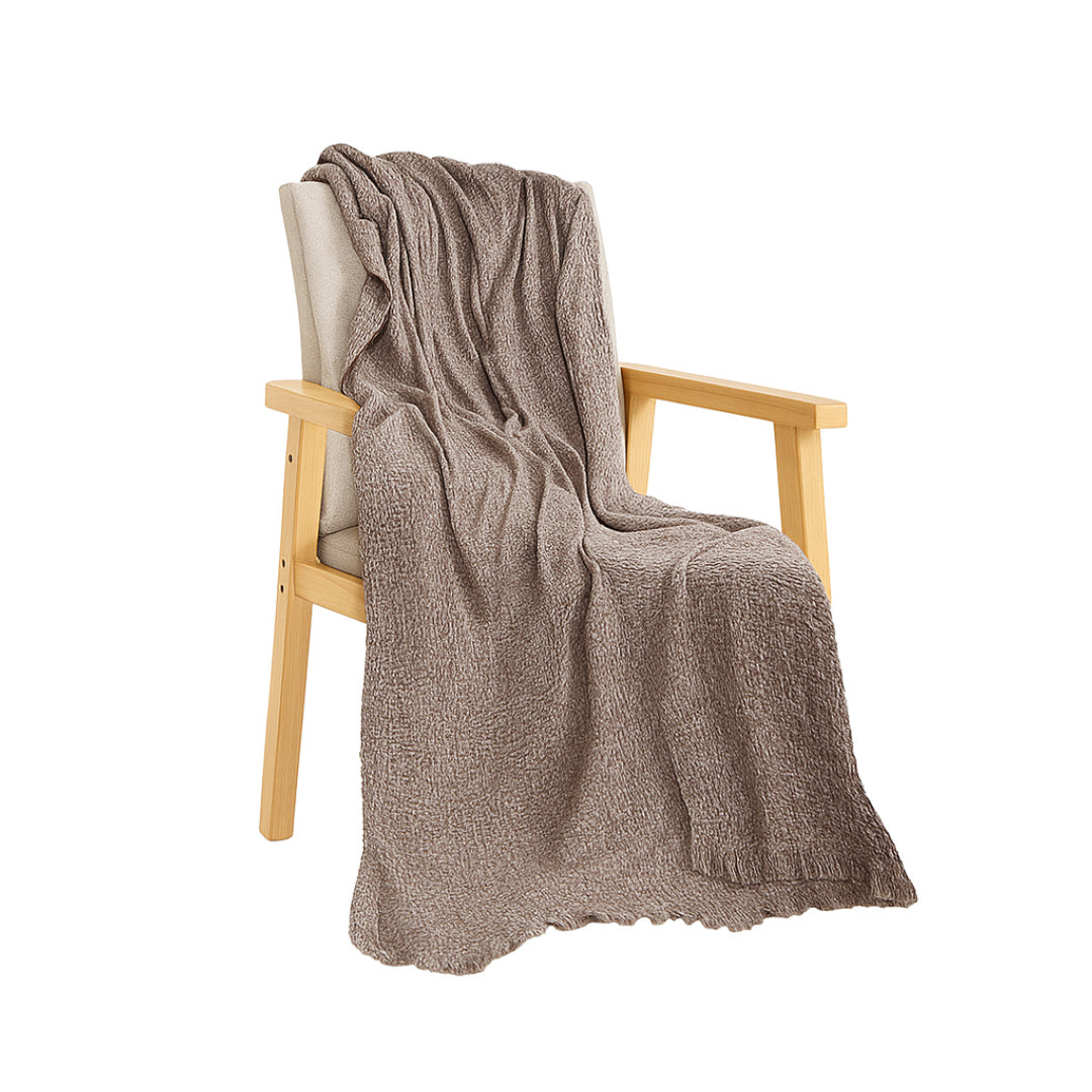 SOGA 130x190cm Misty Beige Blanket – Houndstooth Tassel Throw