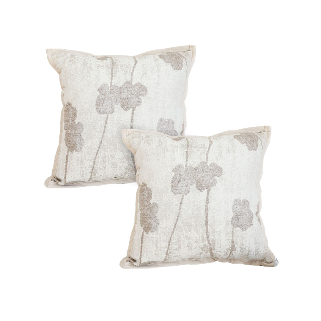 SOGA 2X 45cm Botanical Beige Poppy Flower Print Linen Throw Pillow