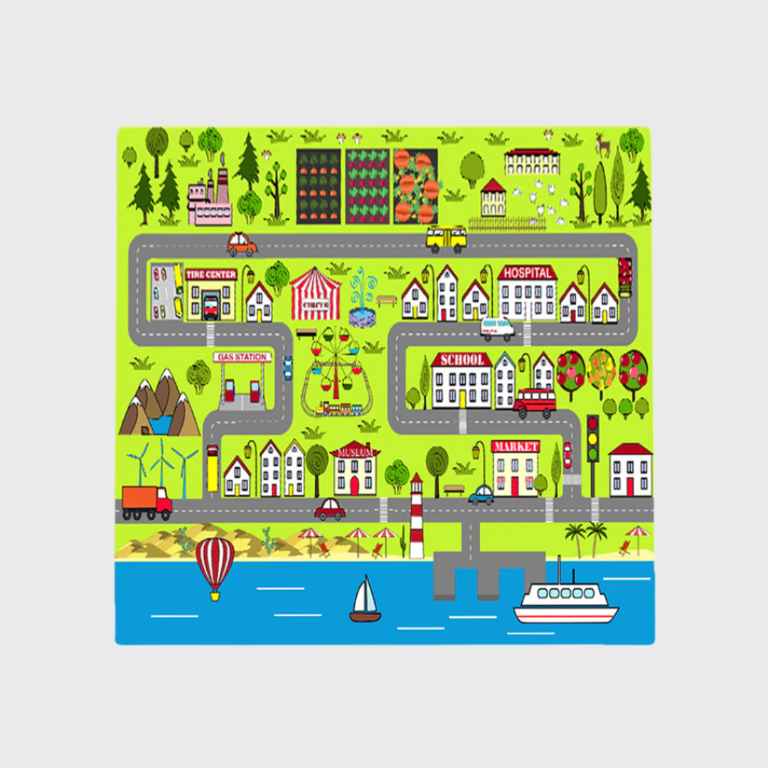 SOGA 120cm Kids Rug Street Map Play Mat Educational Baby Theme Park Area Rugs