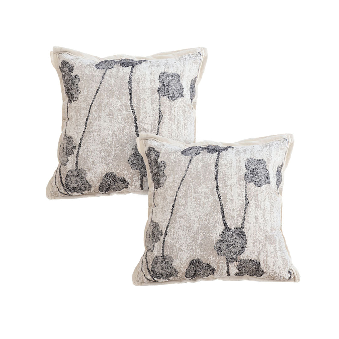 SOGA 2X 45cm Modern Gray Floral Stem Pattern Contemporary Throw Pillow