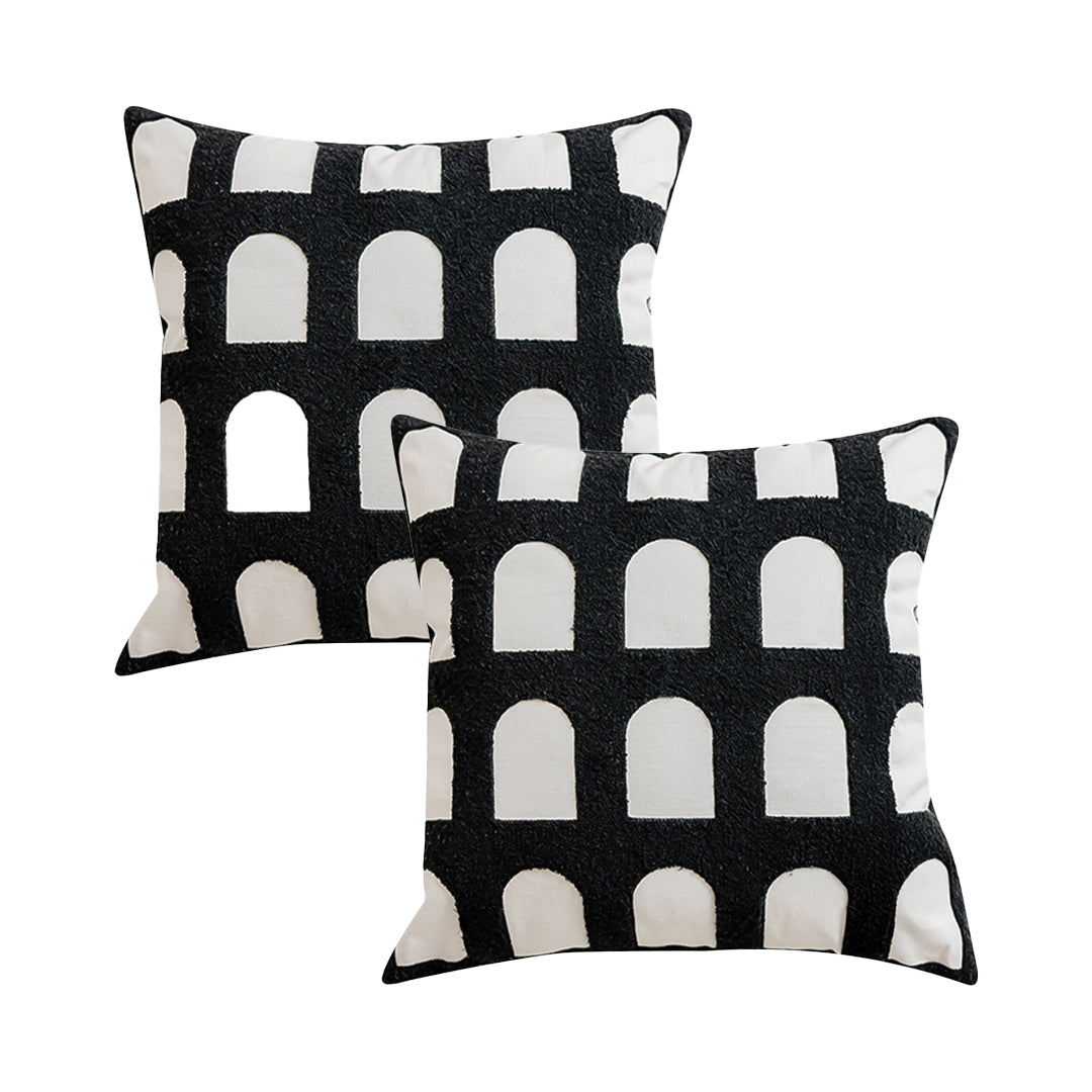 SOGA 2X 45cm Contemporary Black White Arch Pattern Throw Pillow