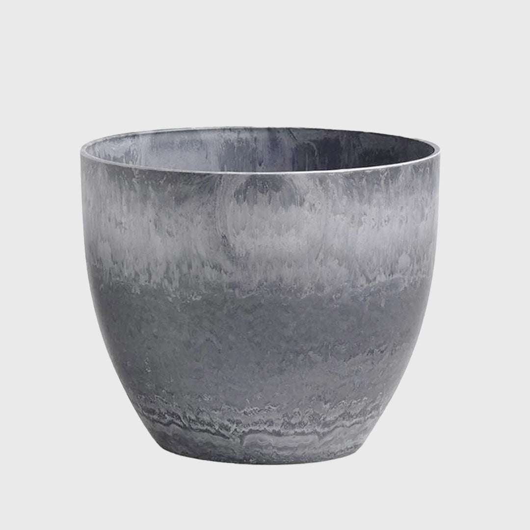 27cm Weathered Grey Round Resin Planter