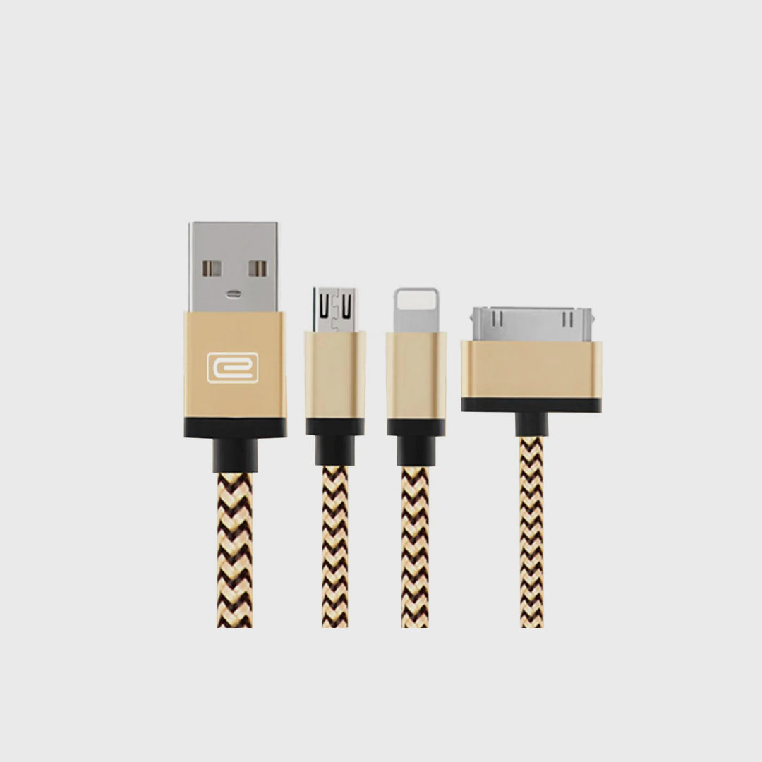 3 in 1 Durable 1.2M High Speed Charging Data Braided Cable
