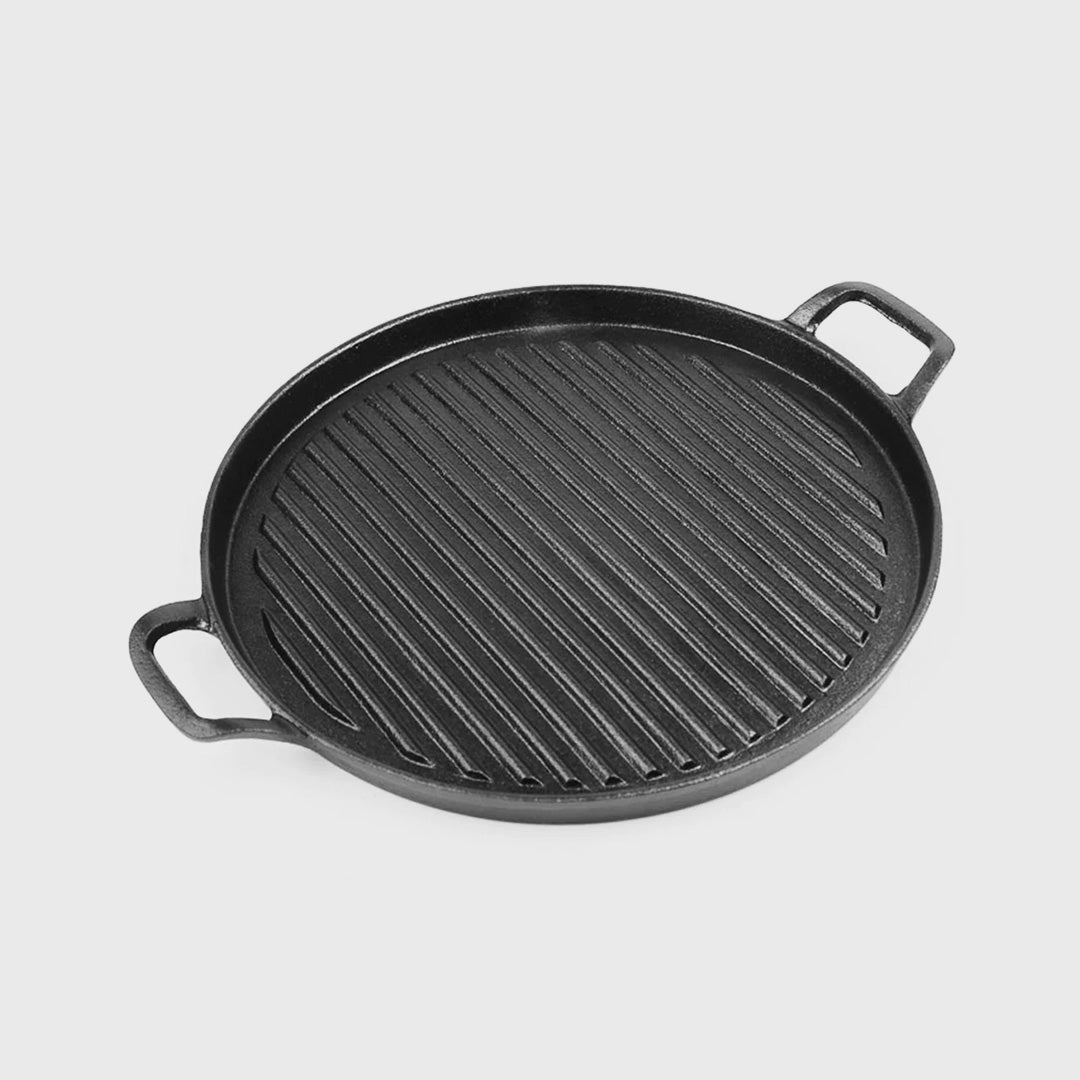 28cm Ribbed Cast Iron Frying Pan Skillet