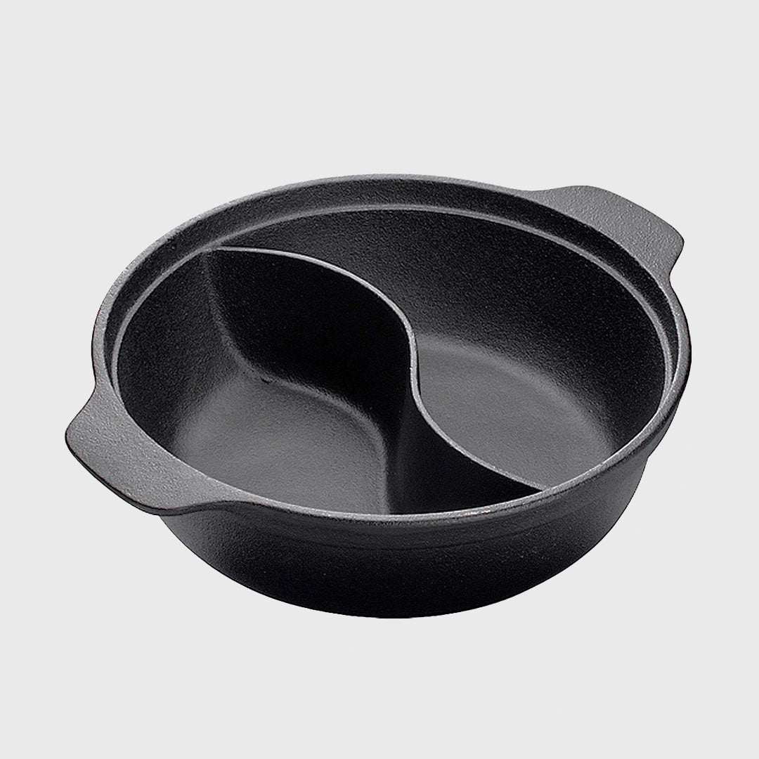 32CM Round Cast Iron Shabu Shabu Hotpot Two-Flavor Division