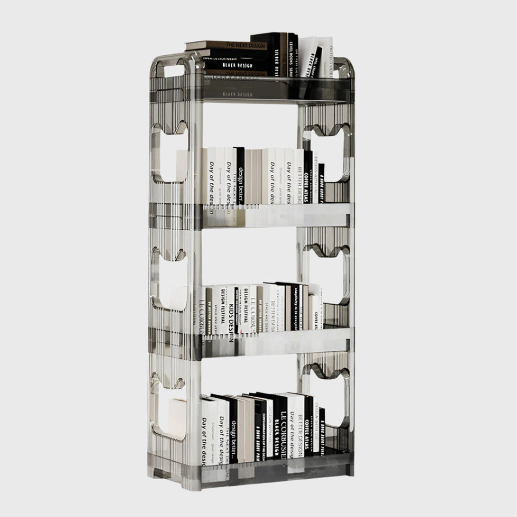 38x24x90cm Clear 4 Tier Bookshelf & Cosmetic Storage Organizer Trolley Rack