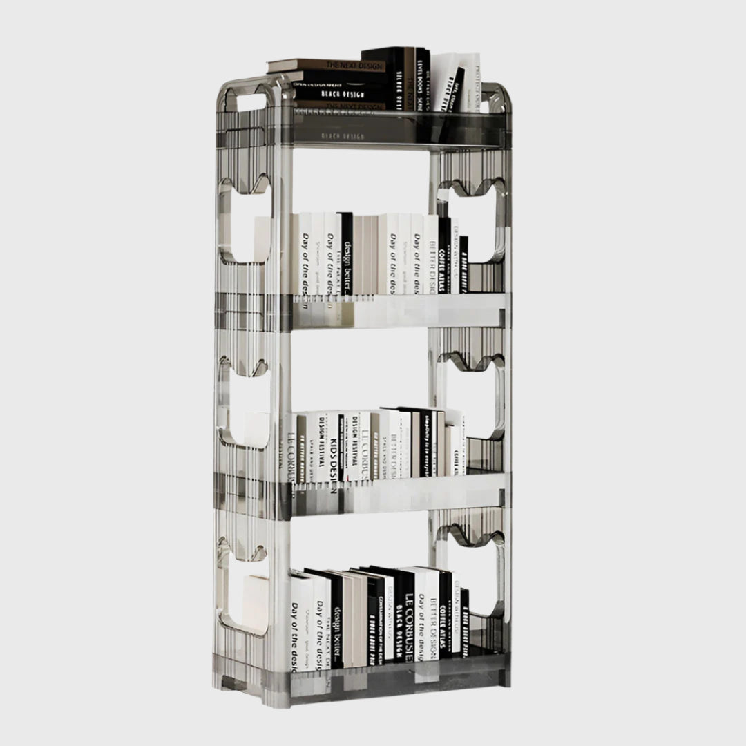 38x24x90cm Clear 4 Tier Bookshelf & Cosmetic Storage Organizer Trolley Rack