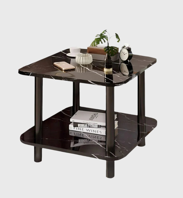 60cm Black Ceramic Table Stone and Black Metal Legs