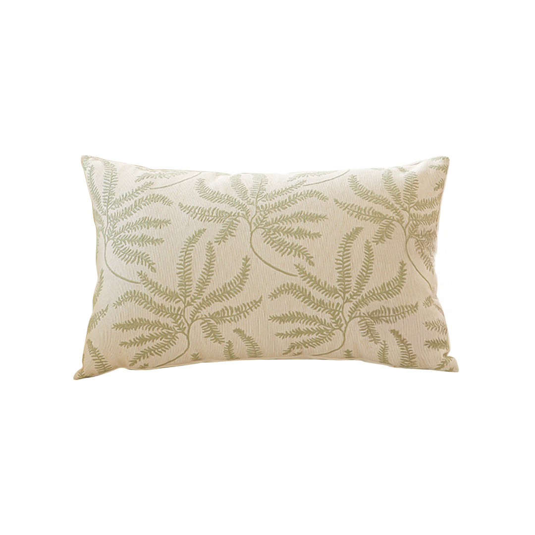 SOGA 35cm Botanical Green Fern Leaf Embroidered Decorative Throw Pillow