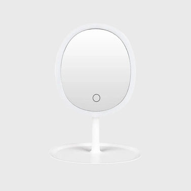 SOGA 26cm White Oval Smart LED Makeup Bedroom Table Vanity Mirror Tricolor Adjustable Light w/ 5x Magnification