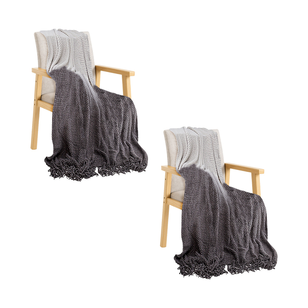 SOGA 2X 127x170cm Star Grey Blanket – Gradient Tassel Throw