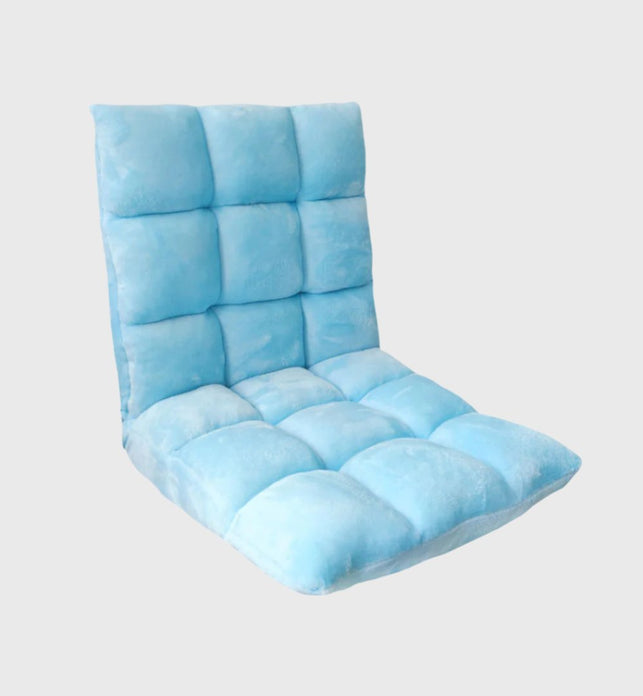 SOGA Floor Recliner Collapsible Lounge Sofa Couch Folding Chair Cushion Light Blue