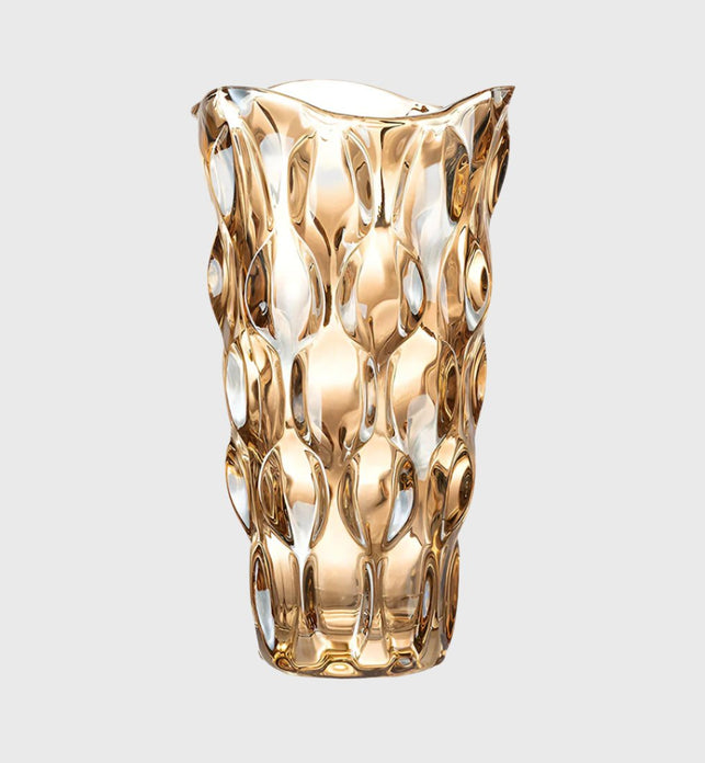 29.8cm Golden Amber Glass Crystal Vase