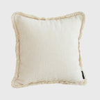 SOGA 45cm Creamy White Home Aesthetic Chenille Texture Tassel Square Throw Pillow
