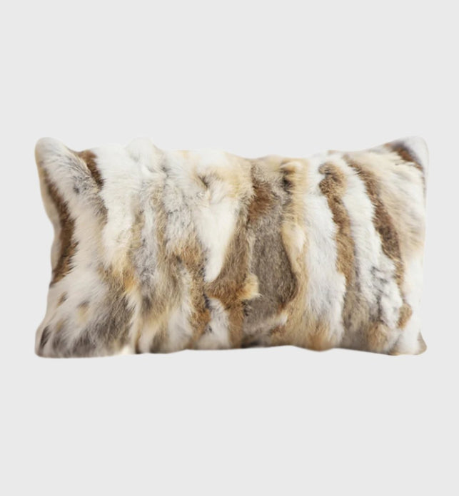 30cm Throw Pillow Coffee Rabbit Fur Lumbar