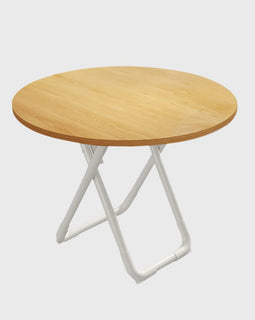 80cm Wood Color Round Table with White Legs