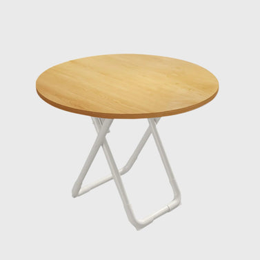 80cm Wood Color Round Table with White Legs