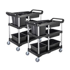 SOGA 2X Black 3-Tier Kitchen Utility Trolley Cart with 5 Buckets