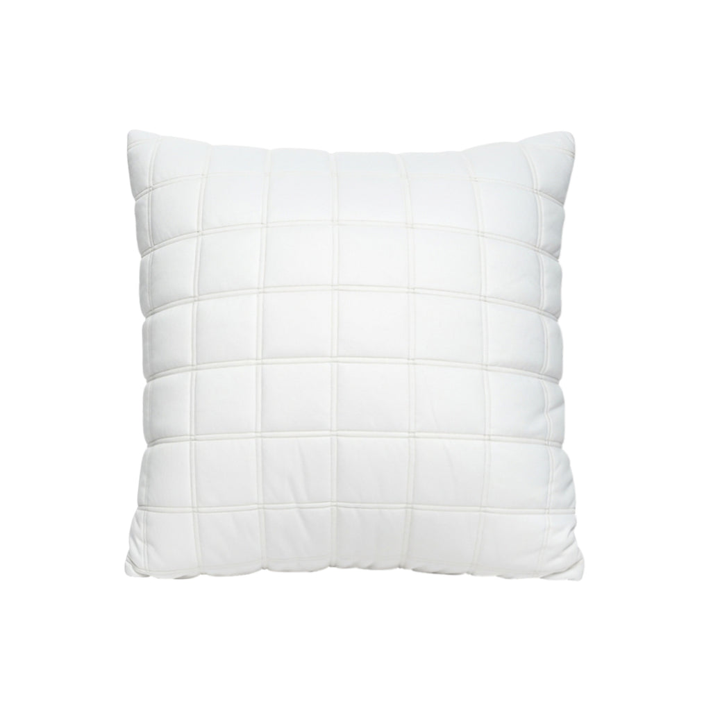 SOGA Quilted Cushion 50cm White Grid Pattern Soft Padded Decorative Throw Pillow