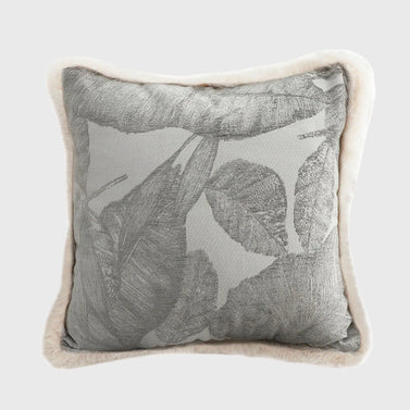 SOGA 45cm Wabi-sabi Raised Embroidery Leaf & Square Throw Pillow