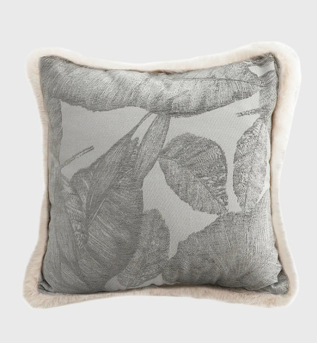 SOGA 45cm Wabi-sabi Raised Embroidery Leaf & Square Throw Pillow