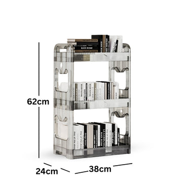 SOGA 38x24x90cm Clear 4 Tier Bookshelf & Cosmetic Storage Organizer Trolley Rack