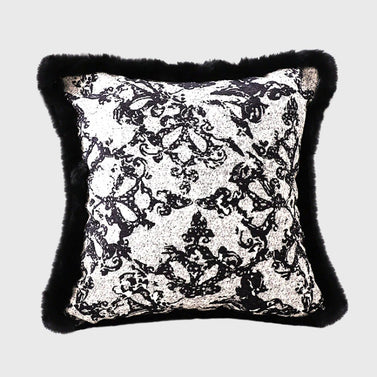 SOGA 45cm Vintage Black Herringbone Pillowcase Set & Square Throw Pillow