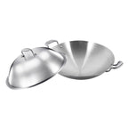 38cm Stainless Steel Frying Wok with Lid
