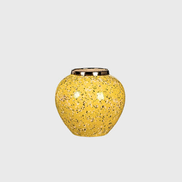 SOGA 21x22cm Yellow with White Mini Floral Small Ceramic Flower Vase Elegant Living Room Home Decor