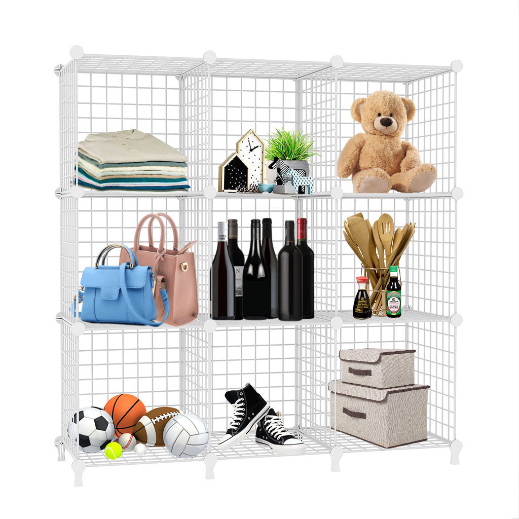 White Portable 9-Cube 3 Column Storage Organiser