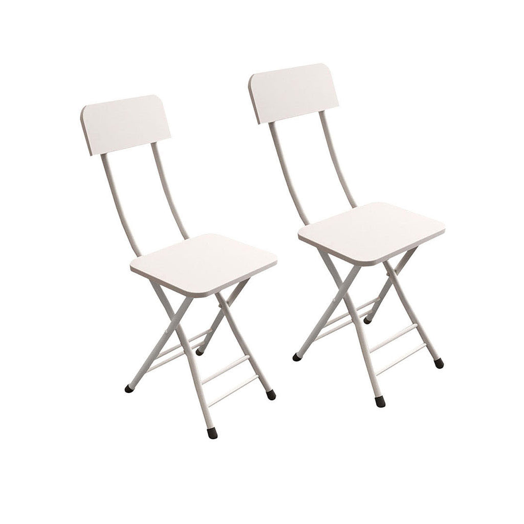 SOGA White Foldable Chair Space Saving Seat Set of 2