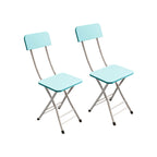 Foldable Chair Space Saving Seat Set of 2 Blue
