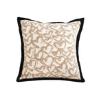 SOGA 50cm Elegant Beige Scrollwork Pattern Black Trim Decorative Throw Pillow
