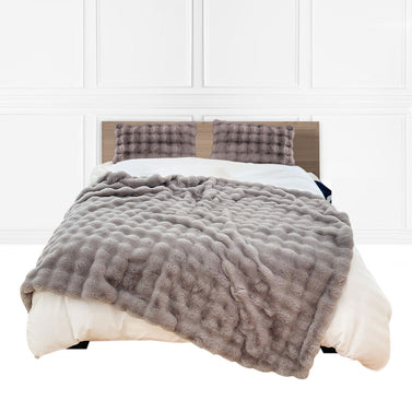 SOGA 200cm Grey Fur Fuzzy Super Soft and Cozy Fluffy Throw Blanket
