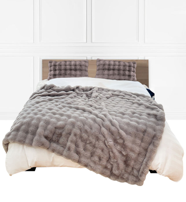 SOGA 200cm Grey Fur Fuzzy Super Soft and Cozy Fluffy Throw Blanket