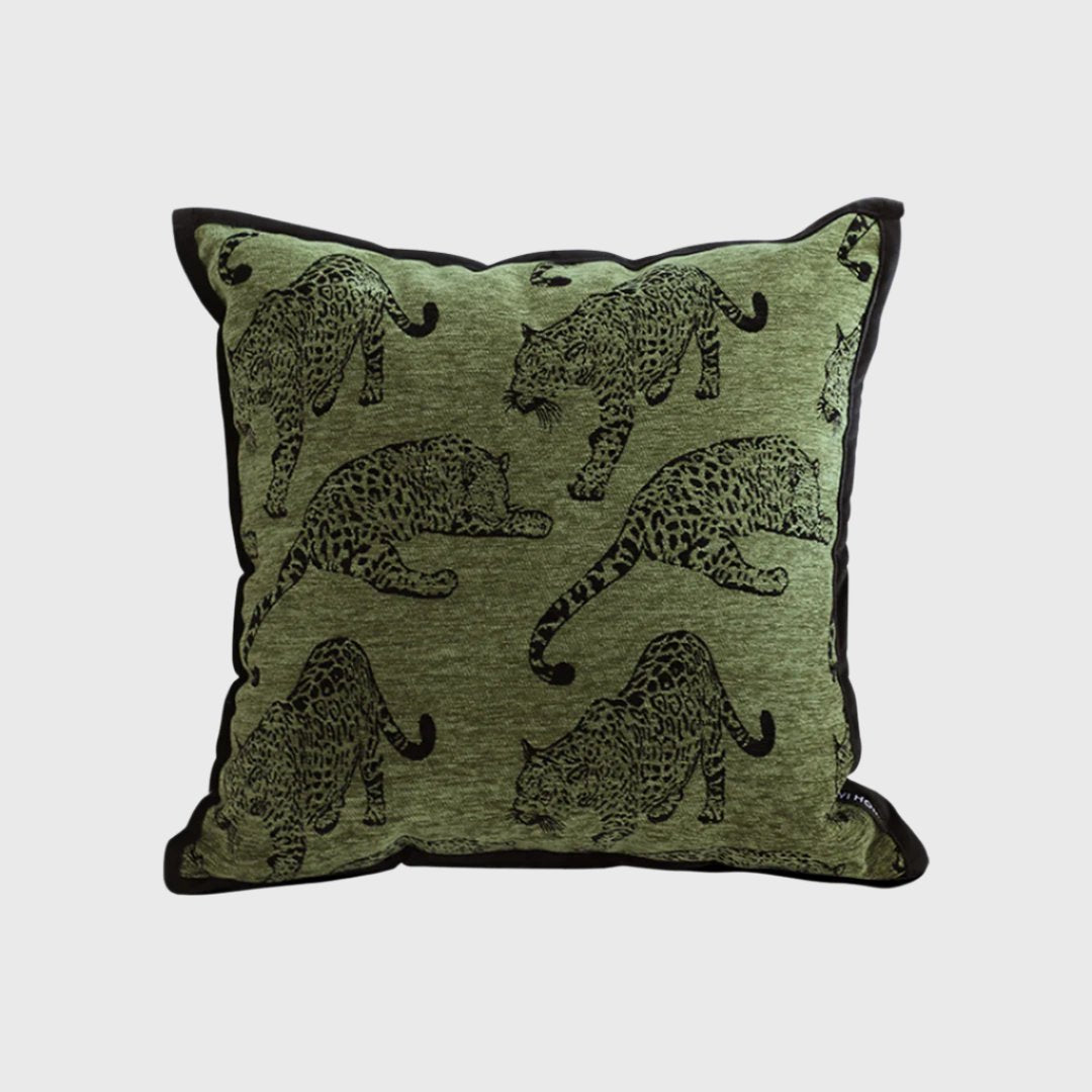 40cm Throw Pillow Green Leopard