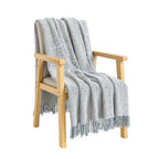 SOGA Light Blue-Gray Tassel Throw Blanket 160x200cm Soft Polyester