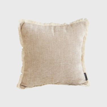 SOGA 45cm Throw Pillow Latte Color Chenille Textured with Tassels