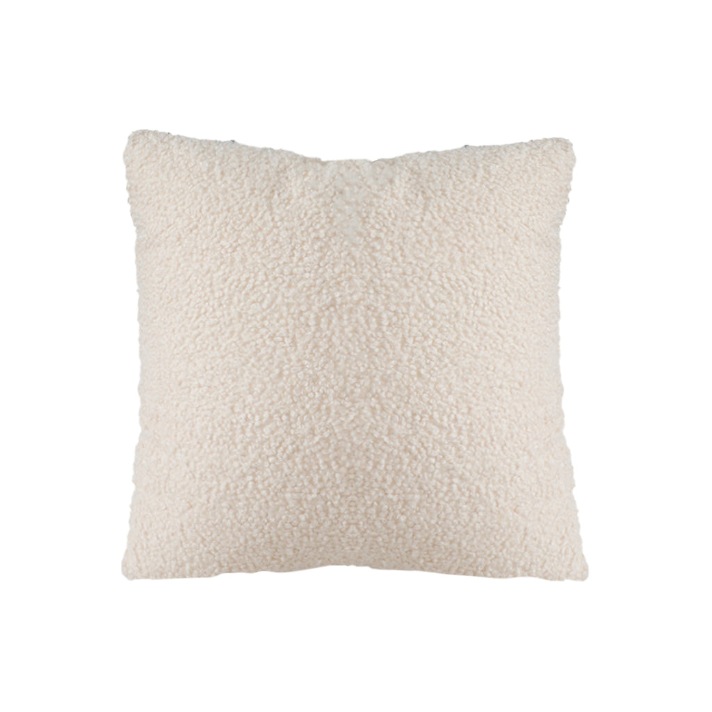 SOGA Boucle Textured Cushion 50cm Cream White Soft Cozy Decorative Throw Pillow