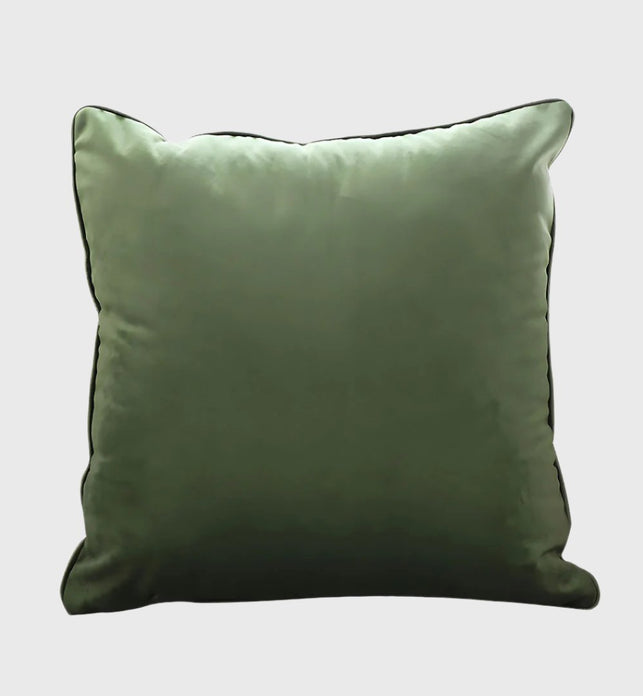 SOGA 45cm Subtle Army Green Foliage Velvet Square Throw Pillow