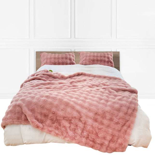 SOGA 200cm Pink Fur Fuzzy Super Soft and Cozy Fluffy Throw Blanket