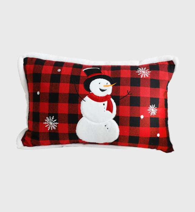 30cm Throw Pillow Red Christmas Snowman Lumbar Cushion