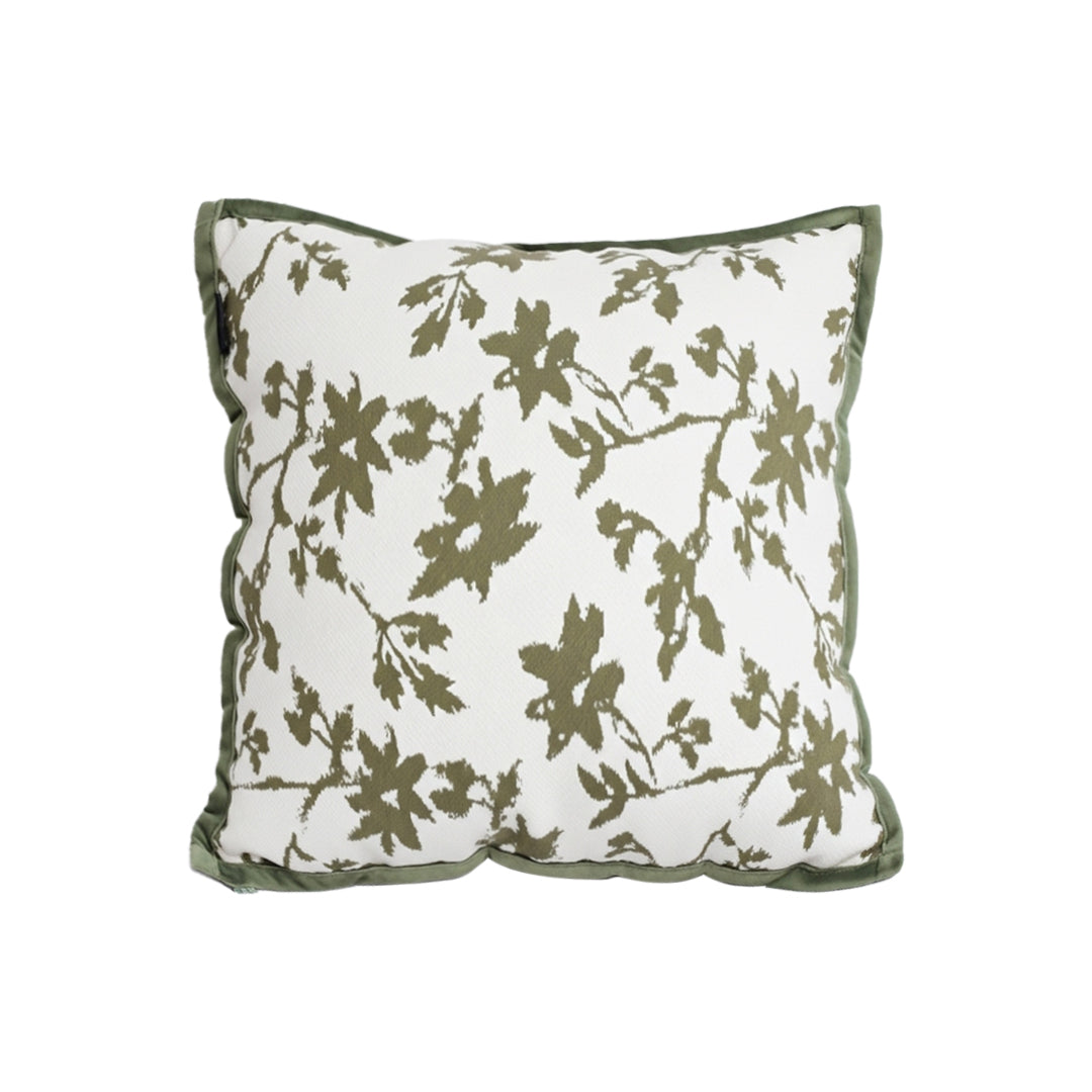 SOGA Floral Cushion 45cm White Green Leaf Botanical Pattern Decorative Throw Pillow