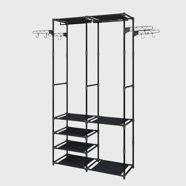 SOGA 90x35cm Hanging Clothes Rack Storage w/ 4 Layer Organizer and Side Hooks