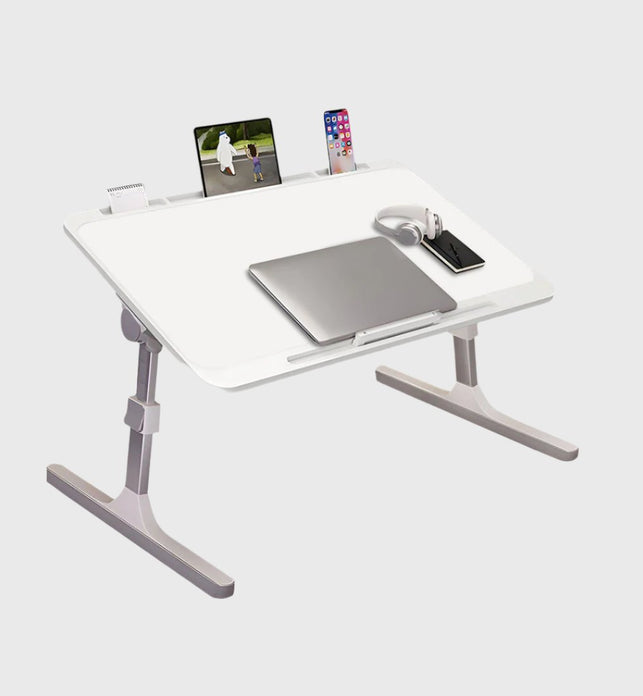 SOGA 70X45cm White Small Laptop Bed Portable Foldable Study Table Adjustable