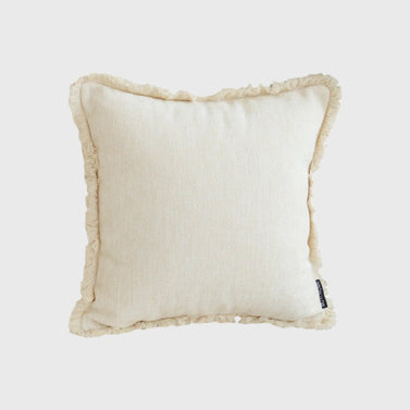 SOGA 45cm Throw Pillow White Chenille Textured with Tassels Stylish Square